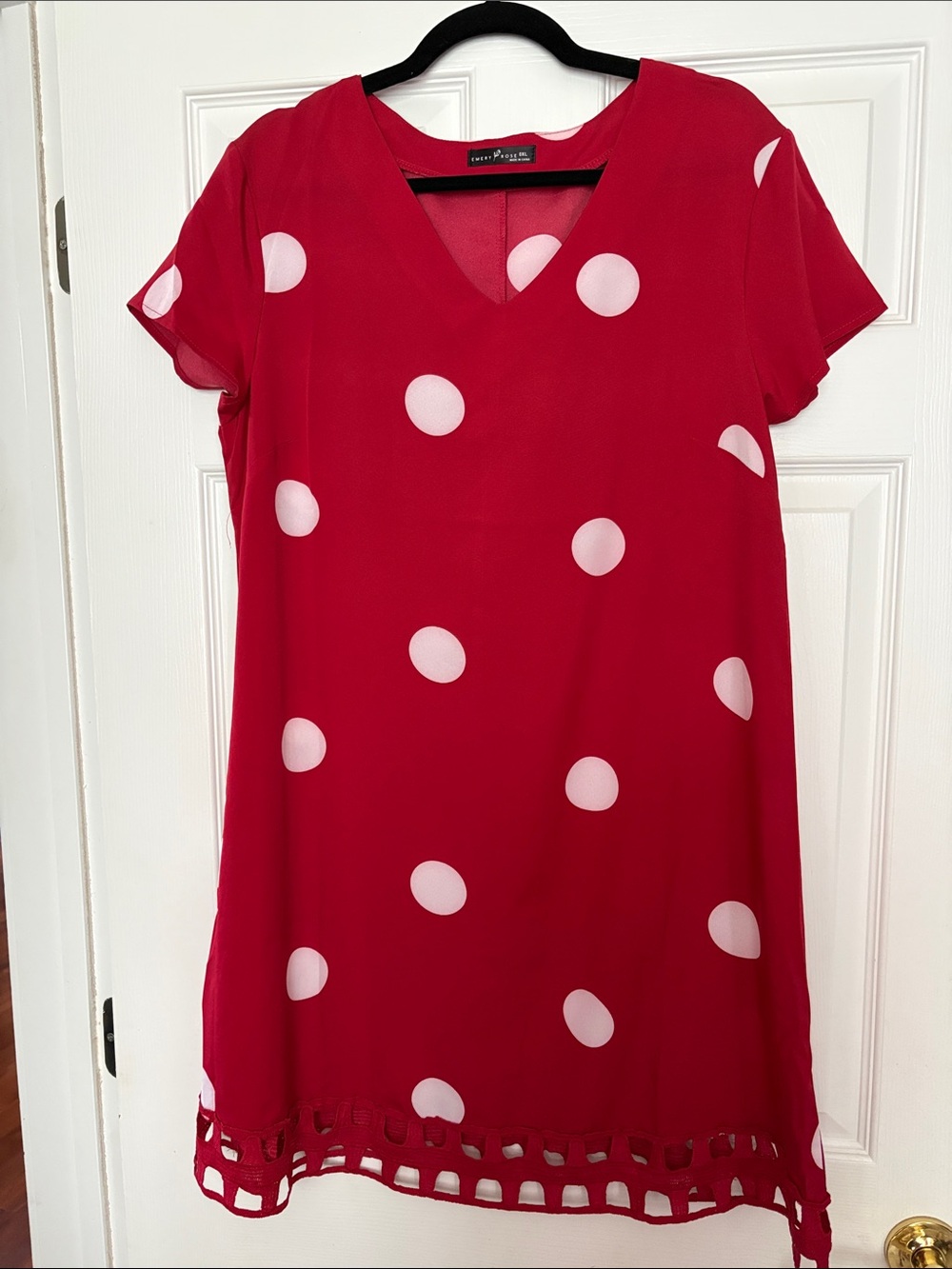 Red Polka Dot V-Neck Mini Dress by Worthington new no tags
